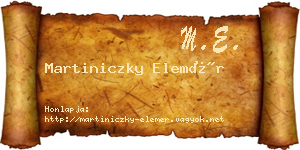 Martiniczky Elemér névjegykártya